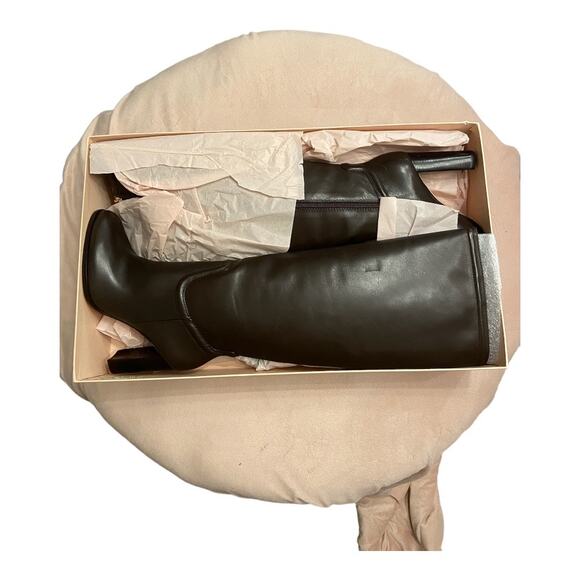 Alexandre Birman Lauren Ttk 90 Leather Heeled Boots Knee High Dark Brown Size 40 - Picture 12 of 14